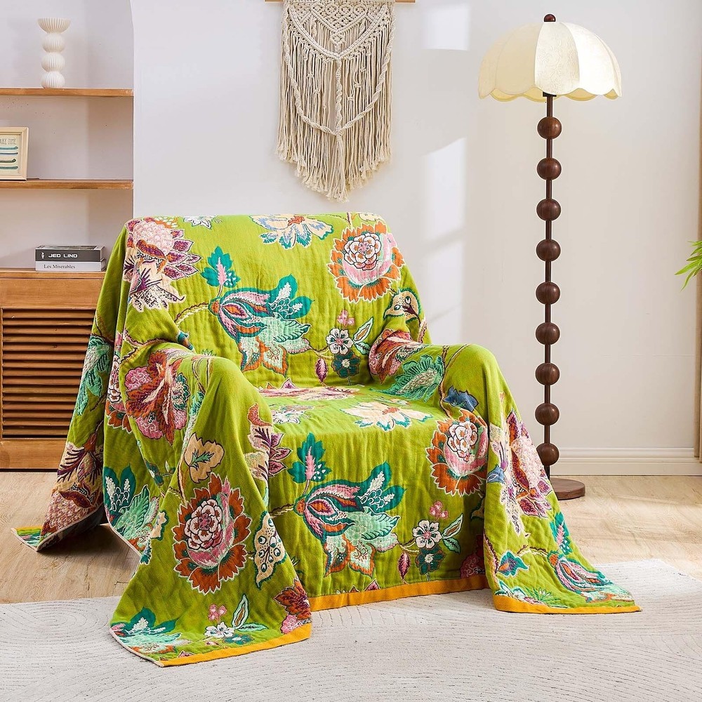 Fall Throw Blanket, 100% Cotton Soft Rustic Boho Throw Blanket for Bed, 50"x6...