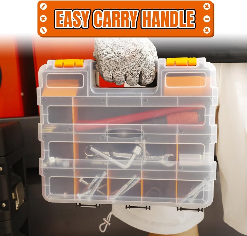 Double Side 34-Compartments Organizer Box with Removable Dividers 4 Pack