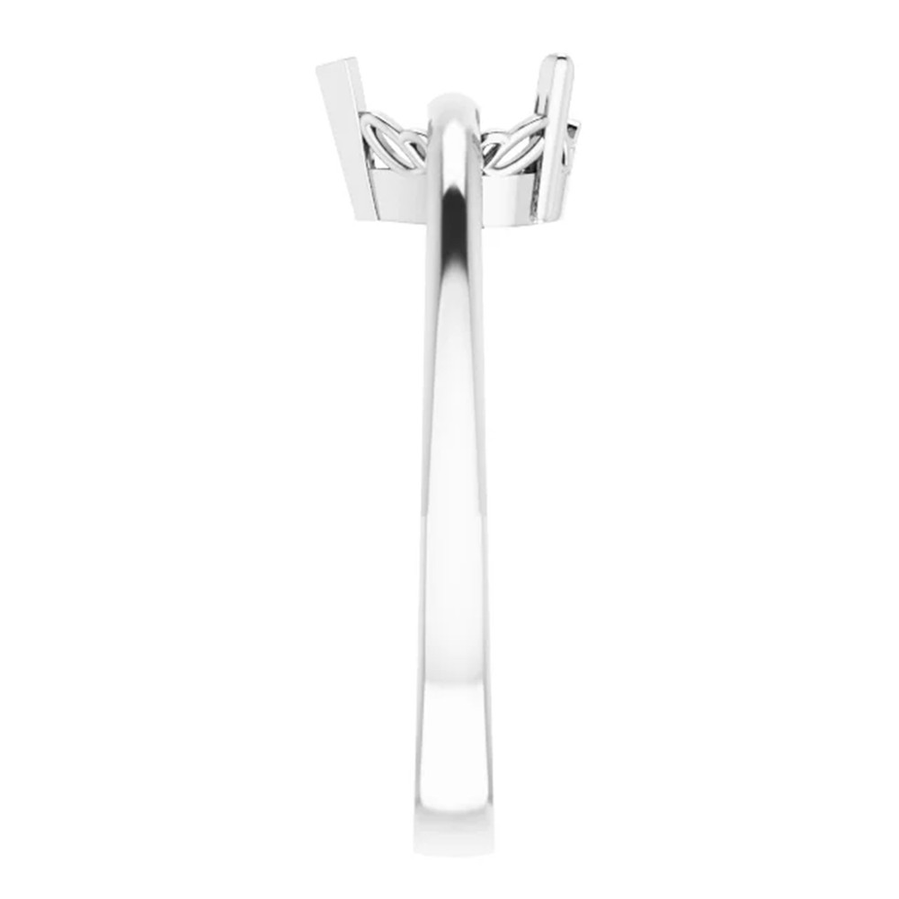 Ring Mounting Pear Cut Solitaire Scroll V End Prong Designed in Sterling Silver
