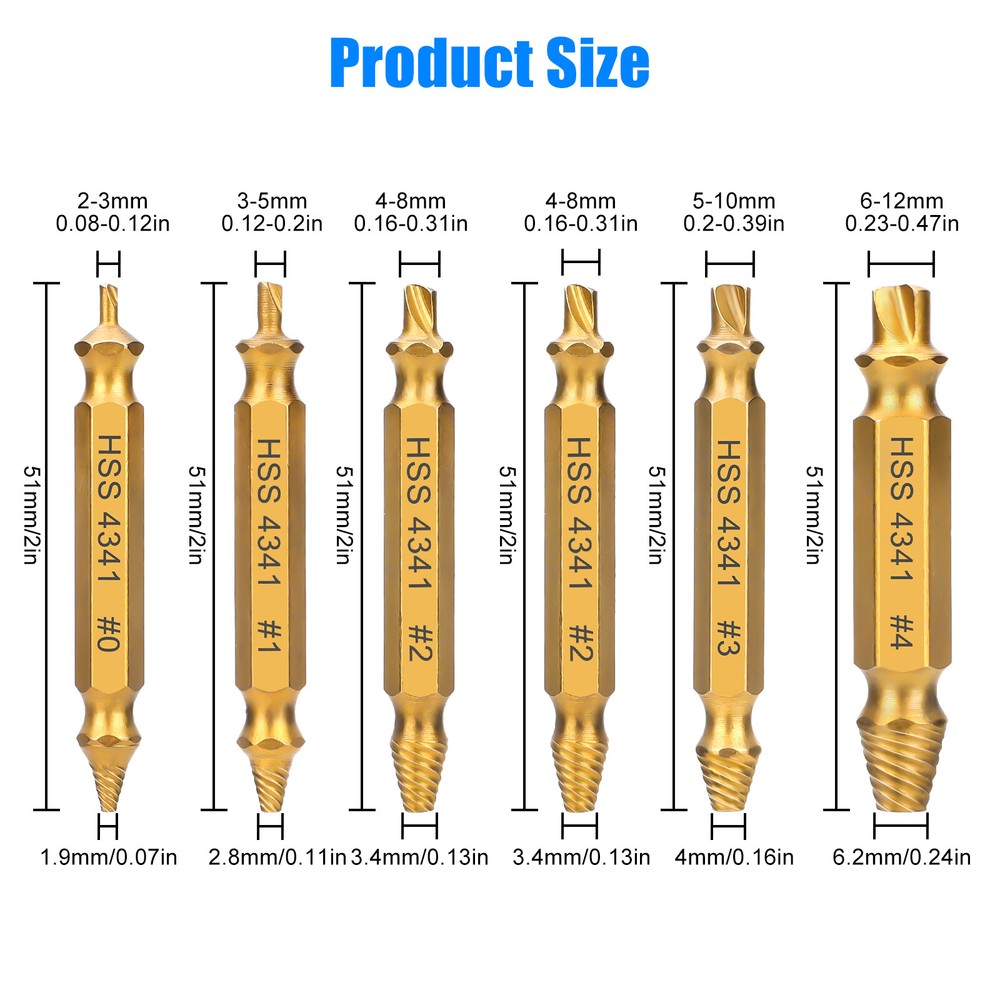 12pcs Fast Damaged Screw Extractor Speed Out Drill Bits Tool Broken Bolt Remover