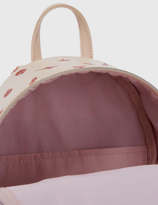 Loungefly Mini Backpack: Princess Icon Iridescent Pink Rose Gold Crown Print