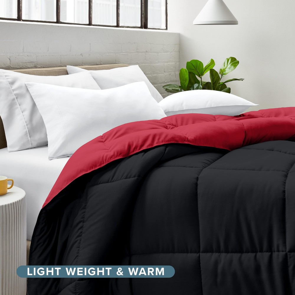 Reversible Black Red King Comforter Ultra Soft Down Alternative Blanket