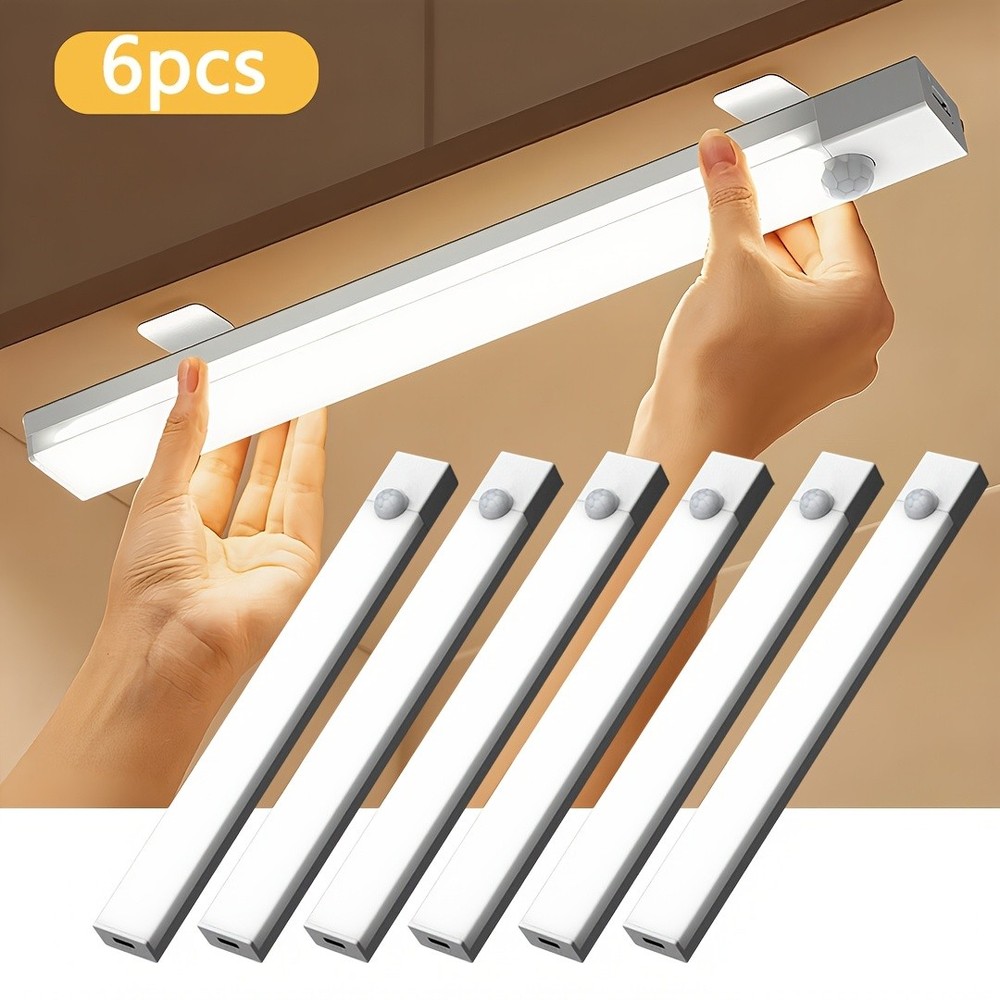 Well-Crafted Adaptable 6PCS LED Motion Sensor Lights Under Cabinet Kitchen Night