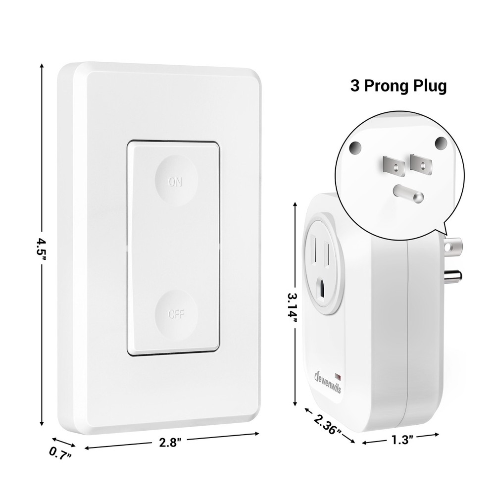 DEWENWILS Wireless Wall Mounted Light Switch, Electrical Plug in On Off Power