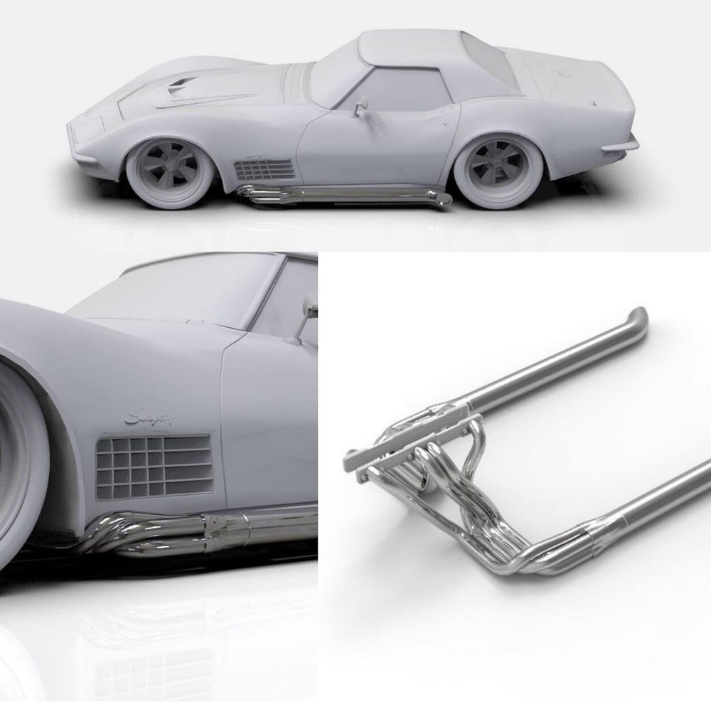 1:8 Corvette C3 side pipe headers. 3D printed (Raw/unfinished)