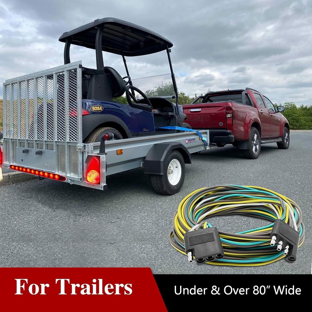 Kit de arnés de cableado para remolque, cable de remolque de 7,6 m con conector