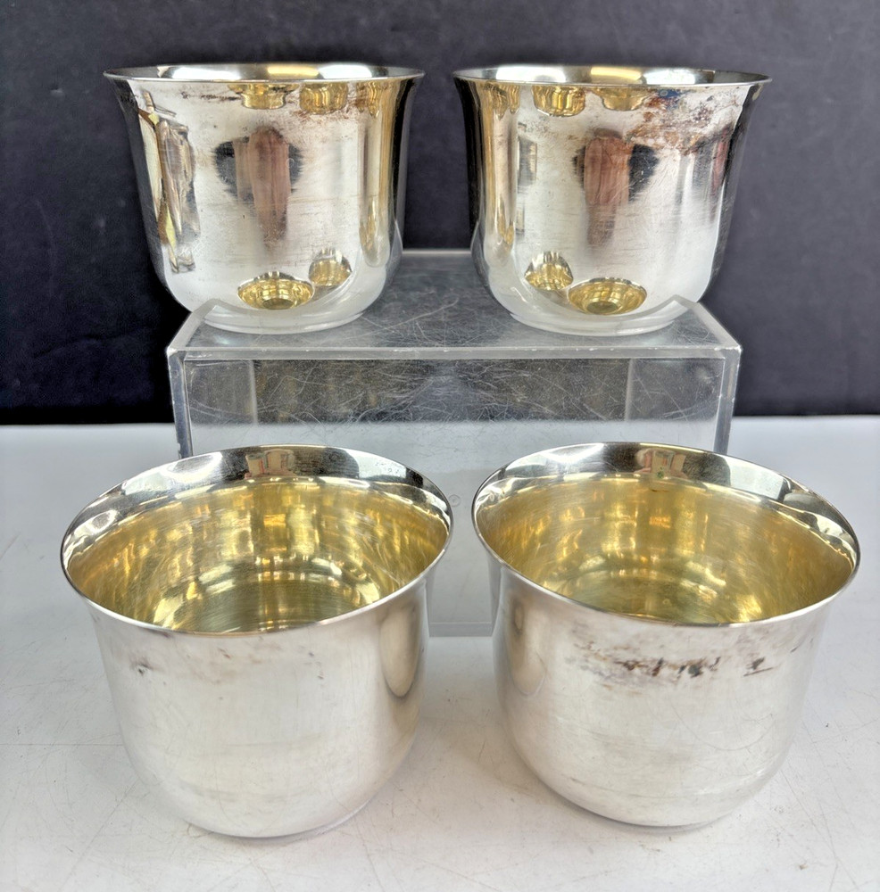 4 Sheridan Silver Plated Punch Cups Stamped Vintage