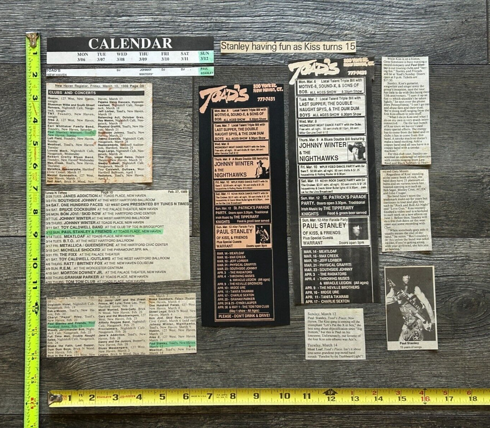 KISS Concert Ad Advert PAUL STANLEY Solo Tour Toad's Place CT Lot Vintage Kiss
