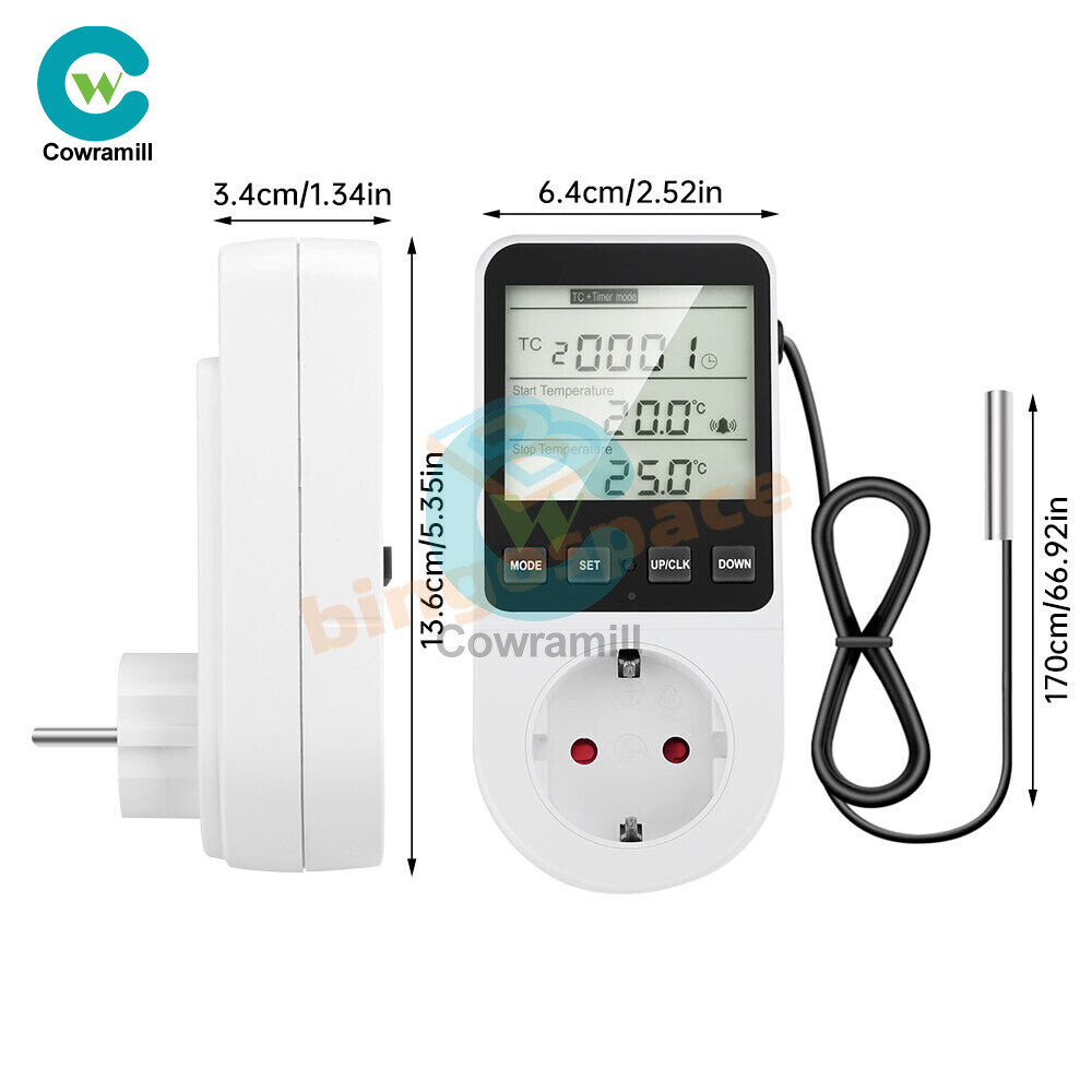 Digital Thermostat Outlet Plug Temperatures Controller Socket With Backlight