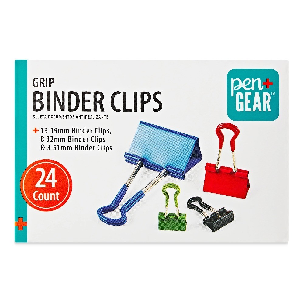 Grip Binder Clips Assorted Colors and Sizes 24 Count 3 Pack