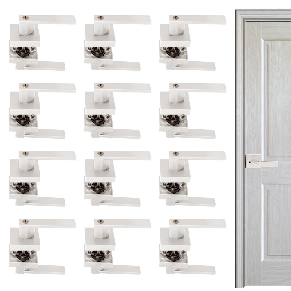 12Pack Silver Passage Door Lever Silver Interior Door Knobs Entry Locks W/ Keys