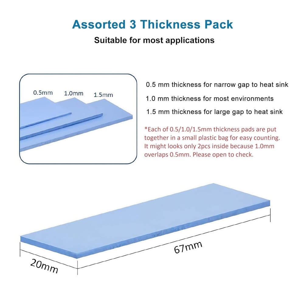 High Performance Silicone Thermal Pads - 12 Mixed Sizes for Efficient Cooling