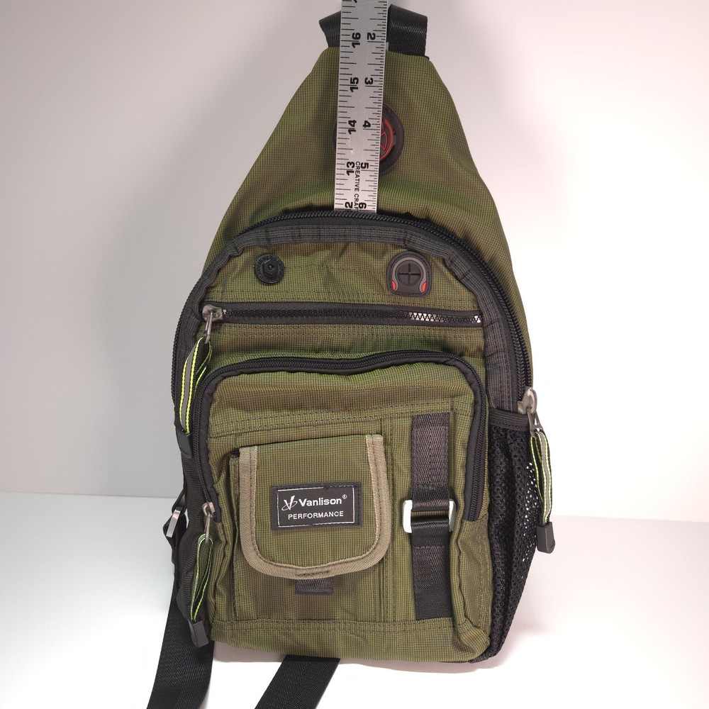 Vanlison Performance Crossbody Sling Daypack Multiple Compartments OD Green