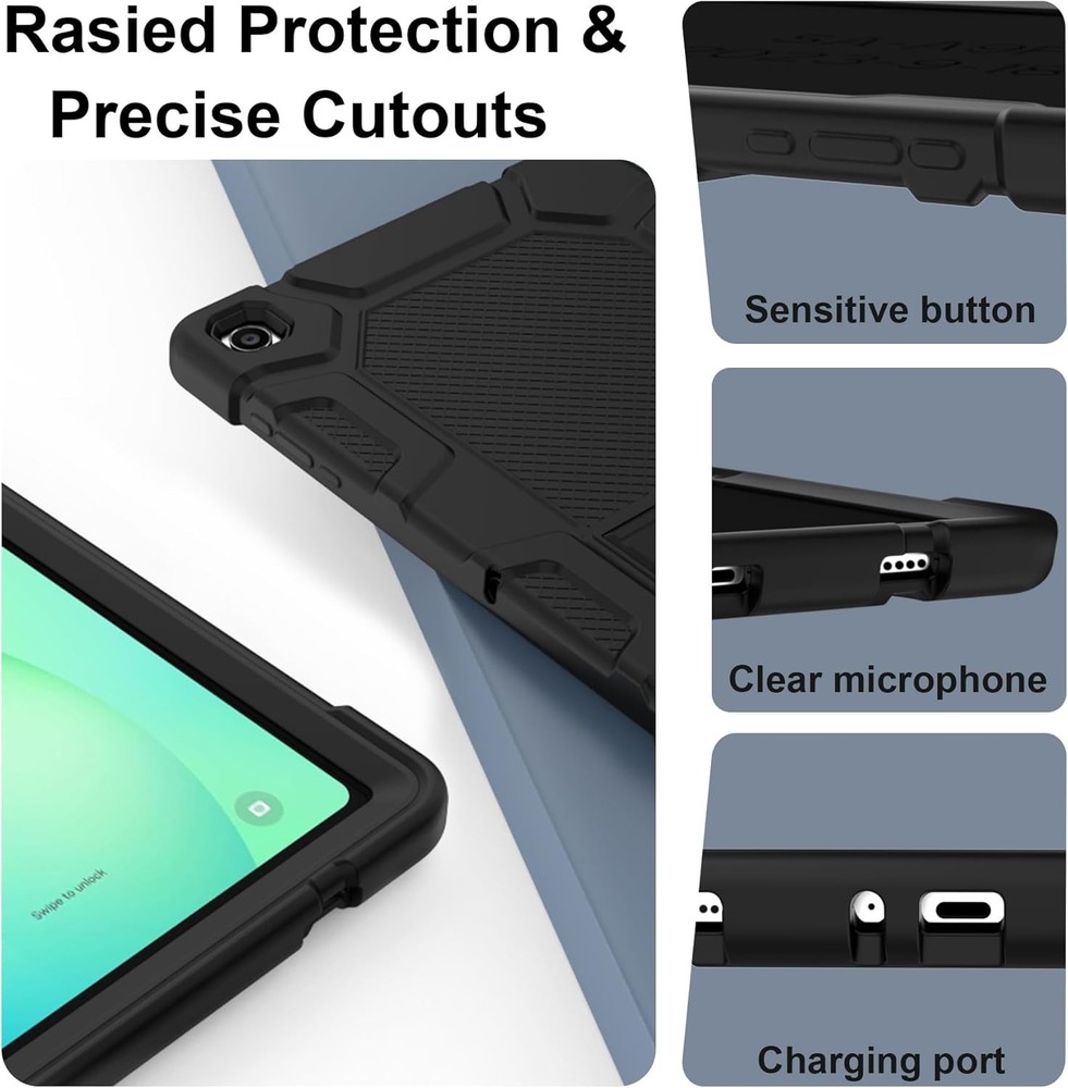 Rugged 3-Layer Shockproof Case with Kicks for Samsung Galaxy Tab A11+ 11