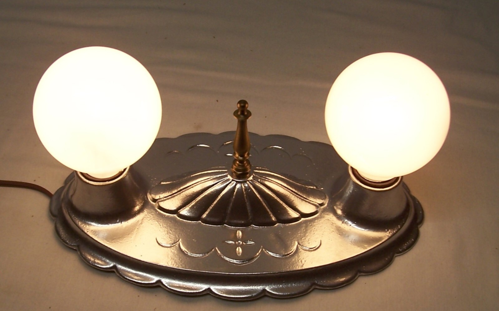 Antique Art Deco Light Vtg Ceiling Flush Cast Silver Victorian Restored USA #F71