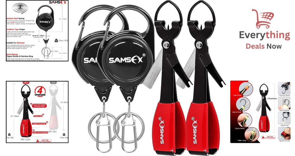 Multi-Function Fishing Knot Tying Tool Set with Clippers Retractor and Access...