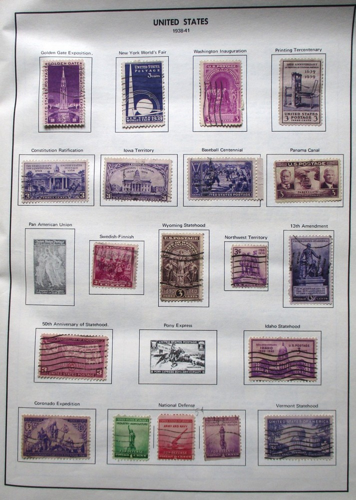 1972 H.E. HARRIS FREEDOM STAMP ALBUM UNITED STATES & TWO SHEETS OF 1/2 & 1 CENT
