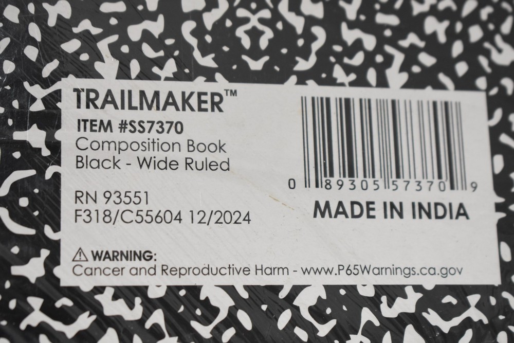TrailMaker Composition Book Wide Ruled 100 Sheets 9.75" x 7.5" SS7370 5 Pack