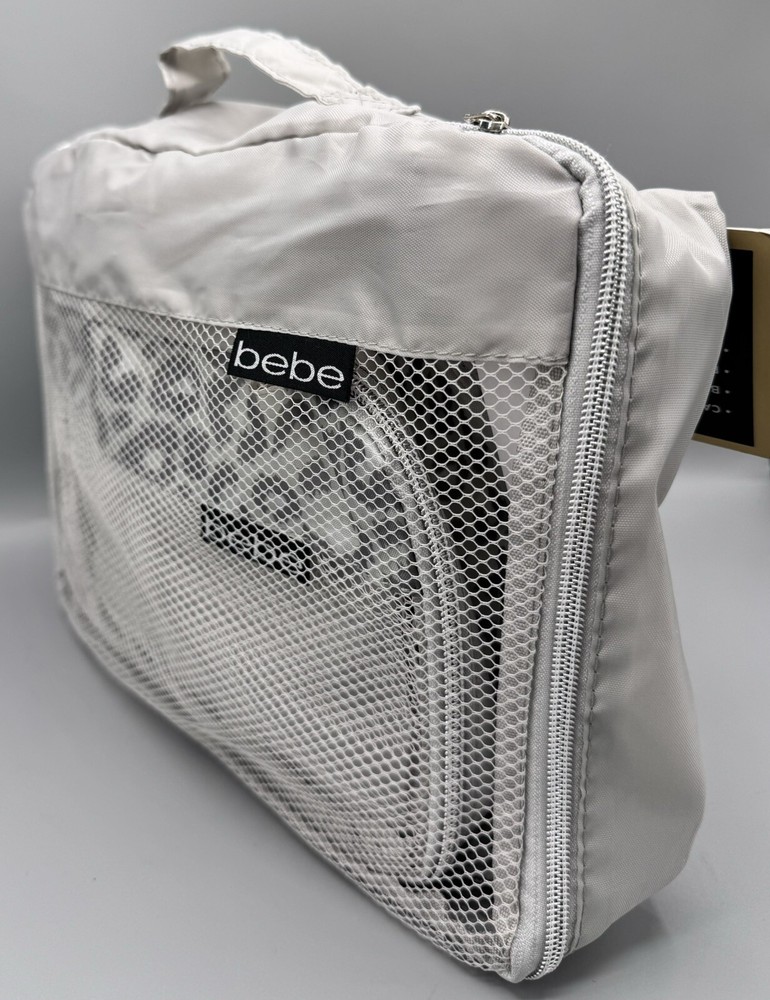Bebe 3 Piece Packing Cube Set, Gray/Leopard Print