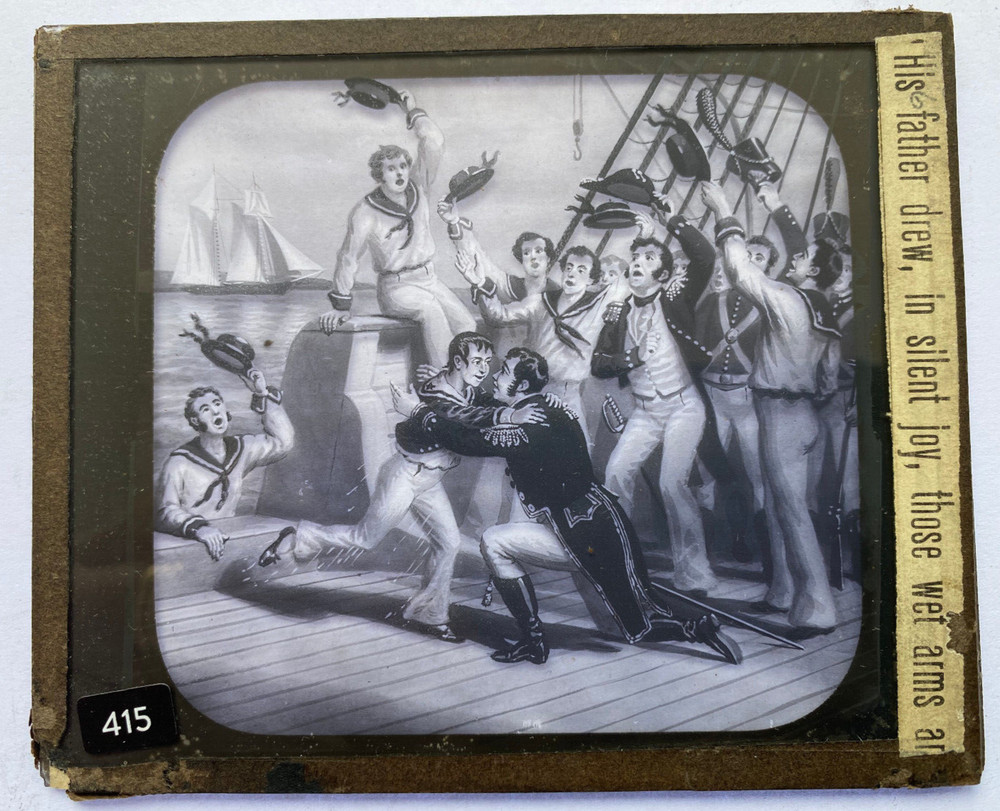 MAGIC LANTERN SLIDE 415 REUNITING SAILORS & SON 1900s