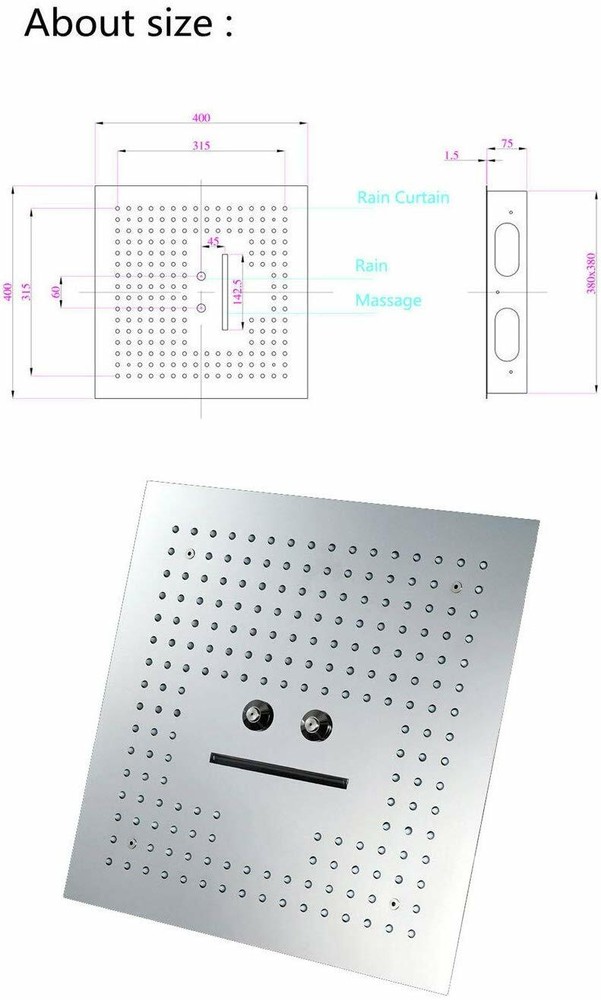 Luxurious Recessed Large LED Best Waterfall Rainfall Shower System