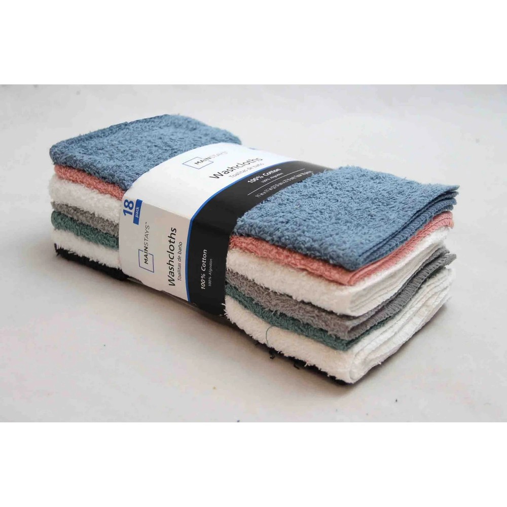 Mainstays 18-Pack Washcloth Bundle, Pastel