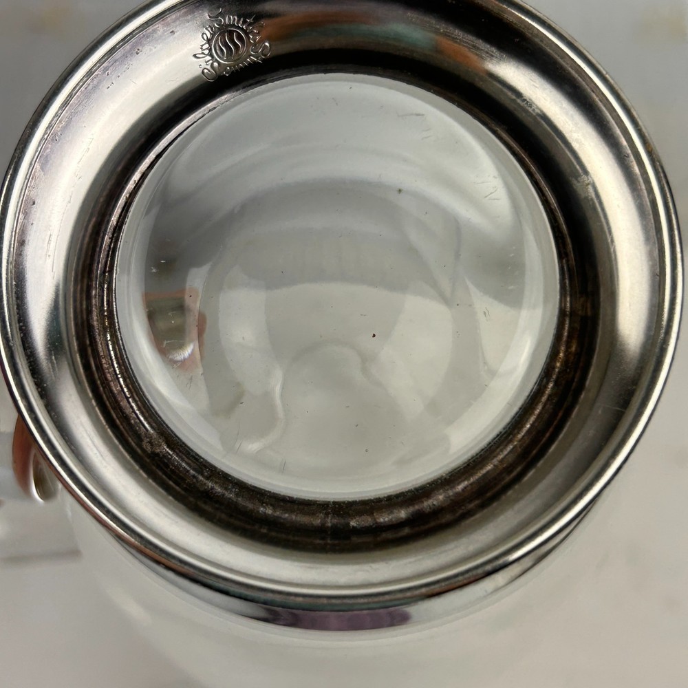 Silver Smith Studio Glass and Silverplated Cocktail Pitcher