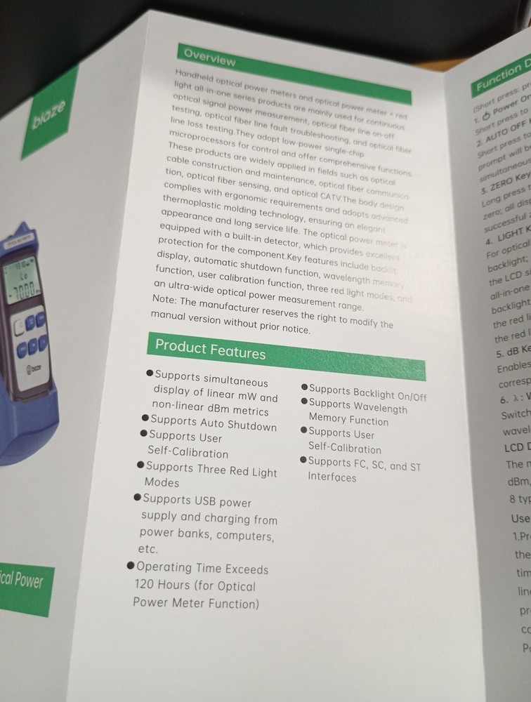 Fiber Optic Cable Tester Visual Fault Locator Optical Power Meter