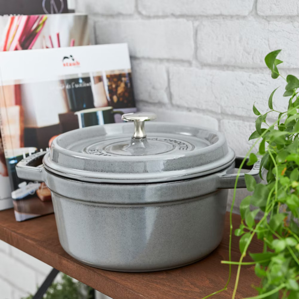 Staub Cast Iron 4-qt Round Cocotte - Graphite Grey