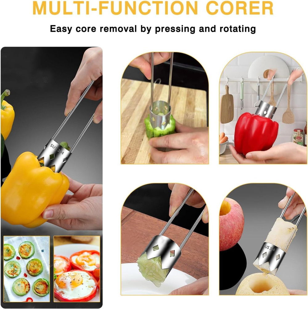 2 PCS Red Bell Pepper Seed Corer-Multifunctional Fruit and Vegetable Core Remove