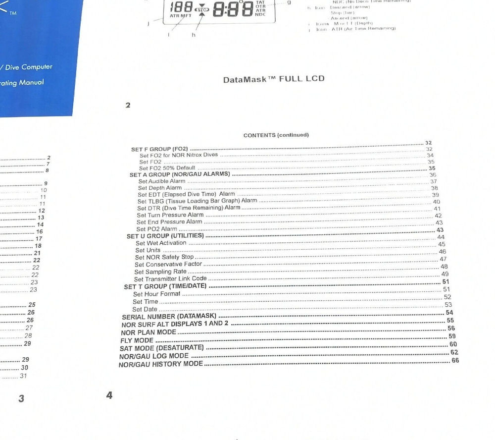Oceanic DataMask Scuba Dive Wireless Computer Operating Manual Printed Data Mask