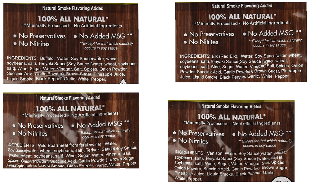 Exotic Jerky Variety Pack | 4pc Wild Game Snacks Sampler with Venison, Elk, Buff