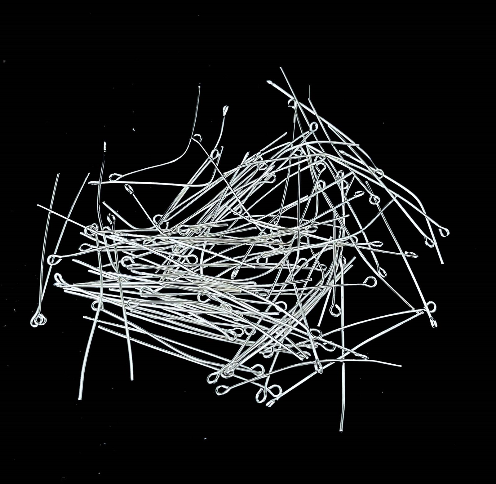 2 inches Eyepins pin 50mm Silver Plated Eye Pins 22 Gauge (100)