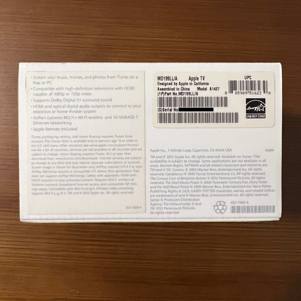 Apple TV 3rd Generation Model A1427 With Remote