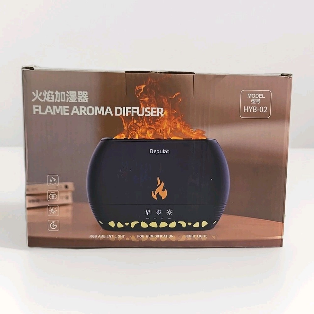 Essential Oil Diffuser 350ml – 3D Flame Effect Humidifier – Quiet LED USB