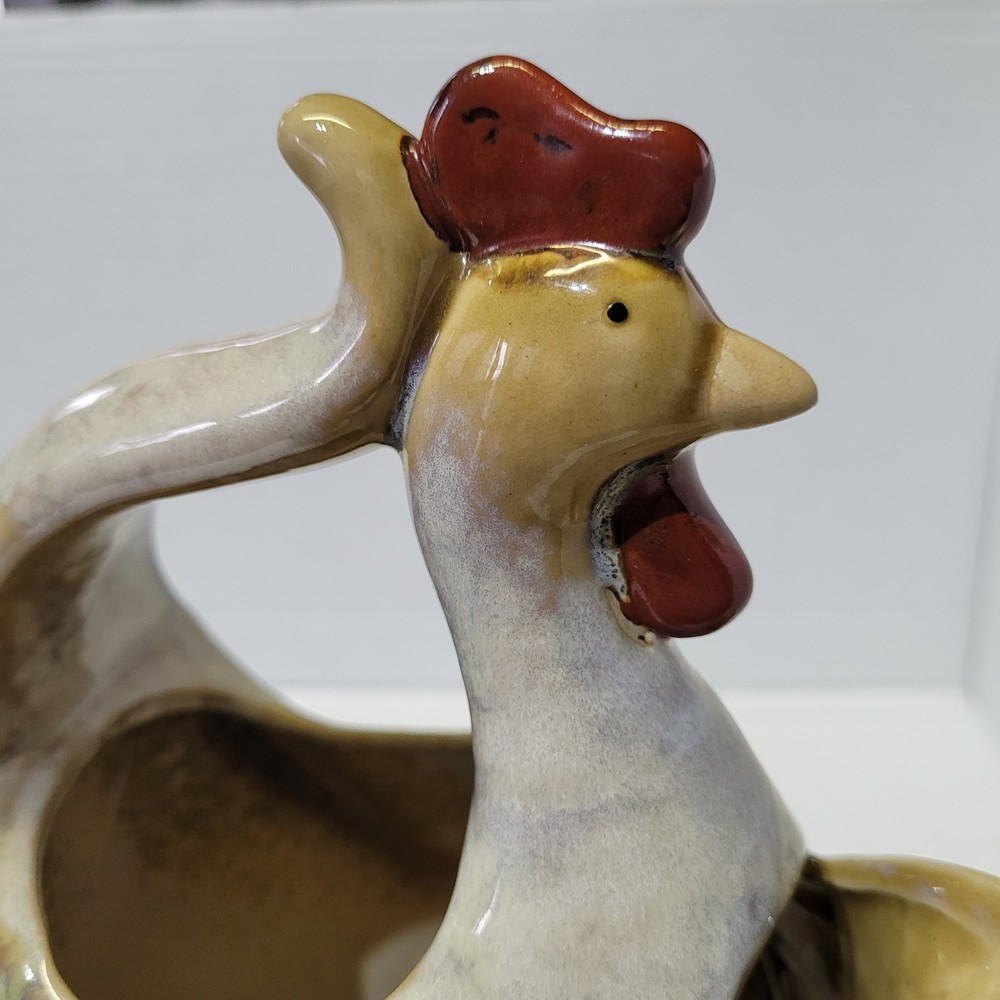 Ceramic Chicken Pitcher Glazed Handmade 9.5in
