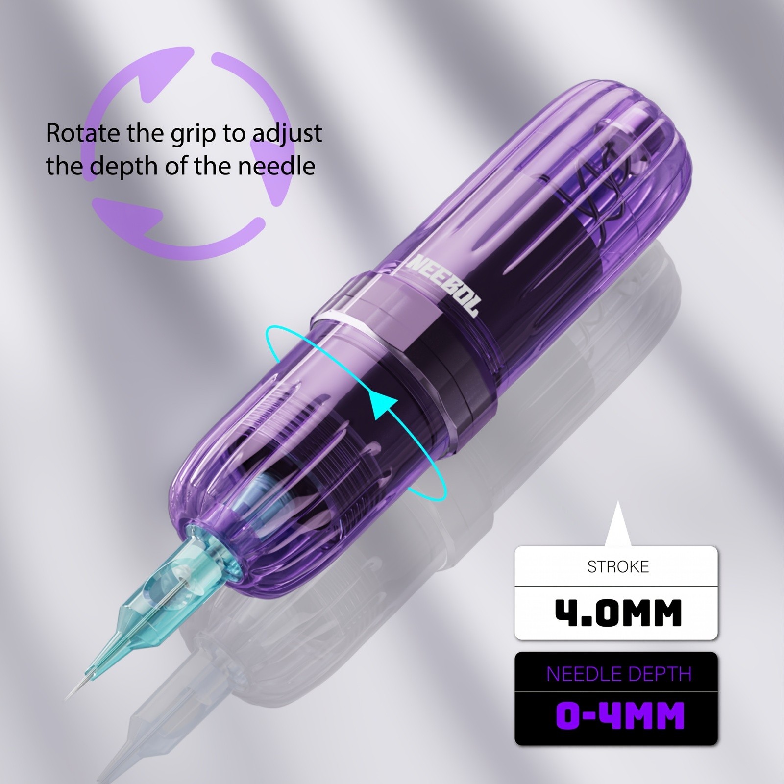 Complete Tattoo Pen Kit Wireless Tattoo Gun with Needles Ink Tattoo SupplyPurpl