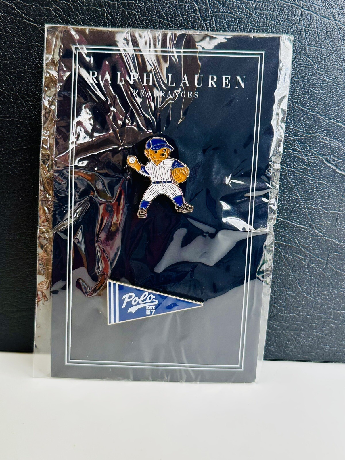 Ralph Lauren Fragrances Polo 67 Pin Lapel Baseball Bear & 67 Flag Pennant Set