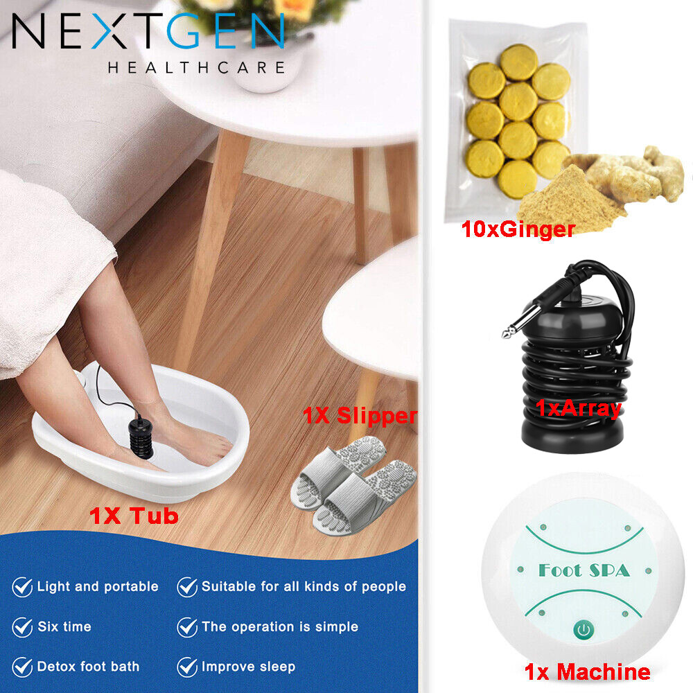 Ionic Foot Spa Bath Detox Cleanse Machine with tub Ginger Pieces & Slipper