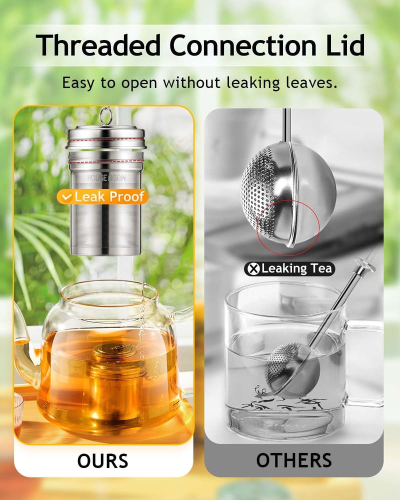 2 Pack Tea Infuser, Extra Fine Mesh Tea Infusers for Loose Tea, 18/8 Stainless S