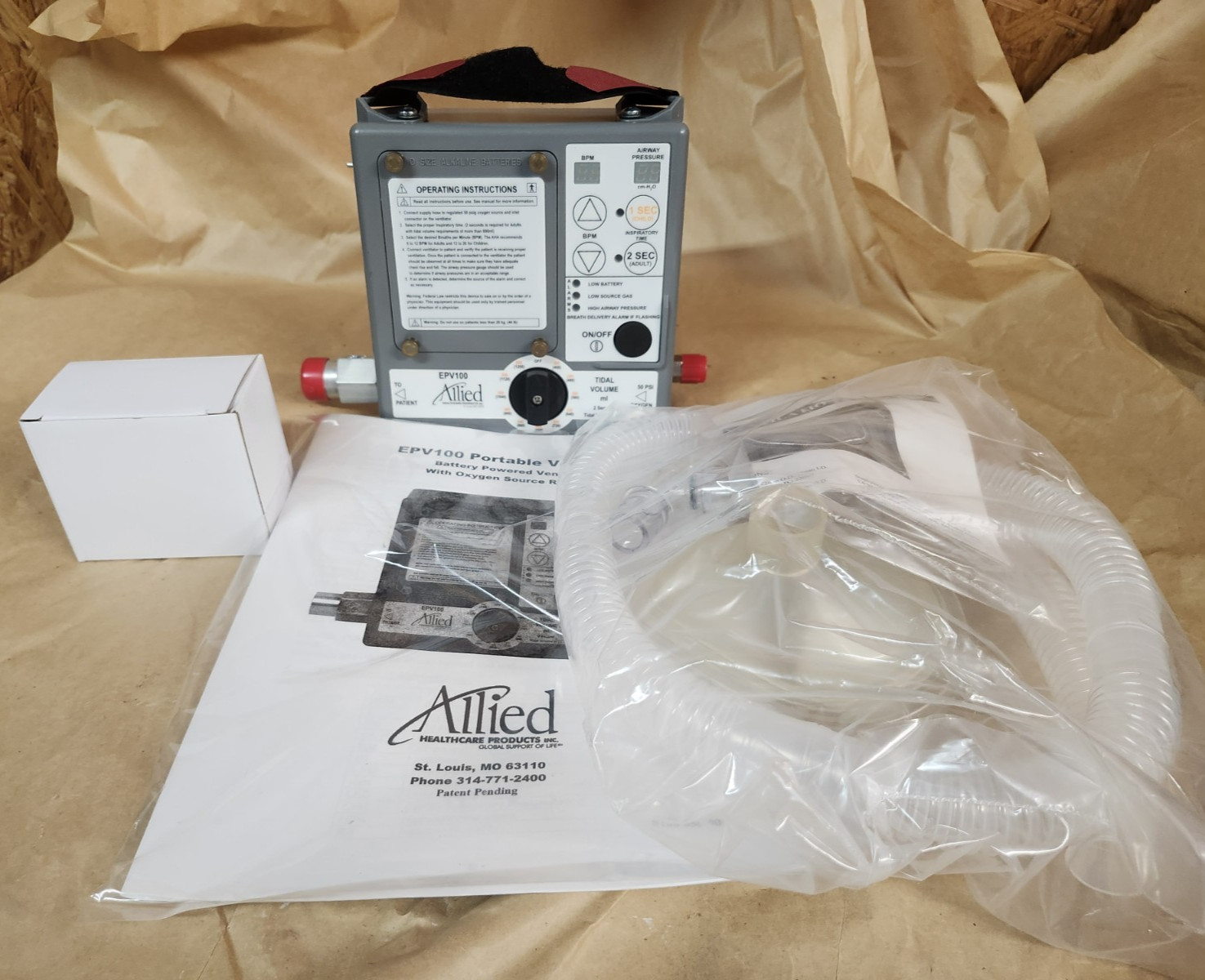 Allied Healthcare Vent EPV100 in open box with Power Supply Never Used
