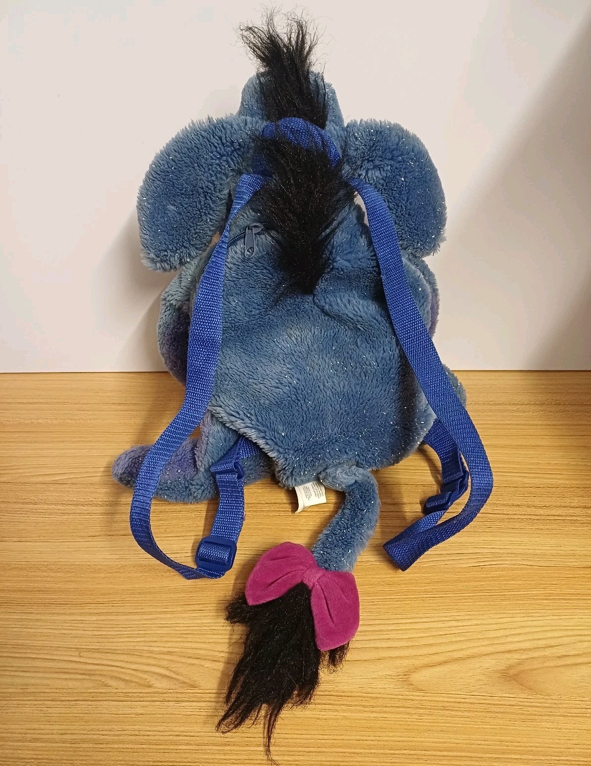 Disney Store Eeyore Sparkly Plush Backpack Adjustable Blue Straps Bag Cuddly
