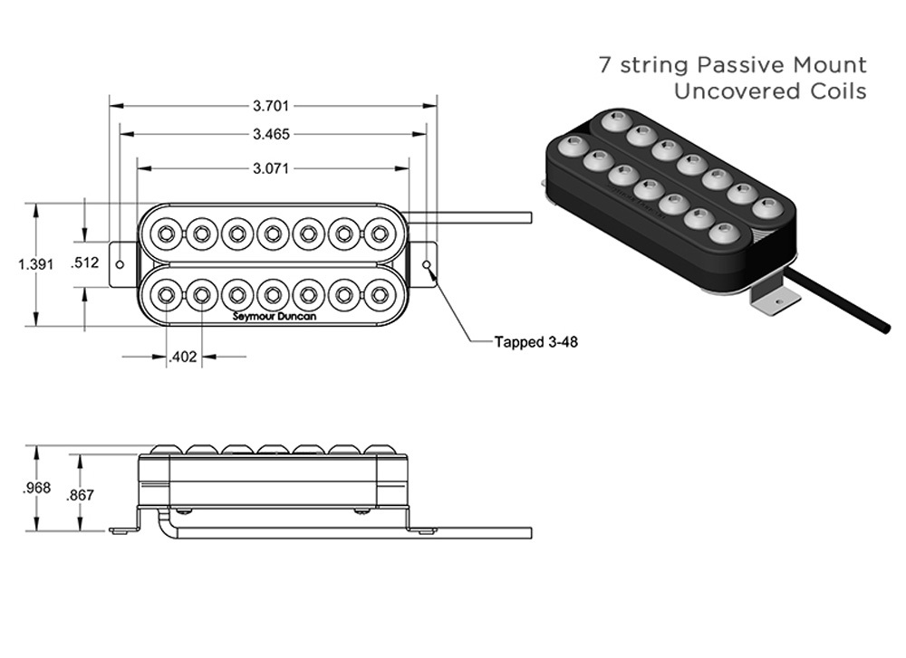 Seymour Duncan Invader 7 String Neck & Bridge Passive Mount Uncovered set black
