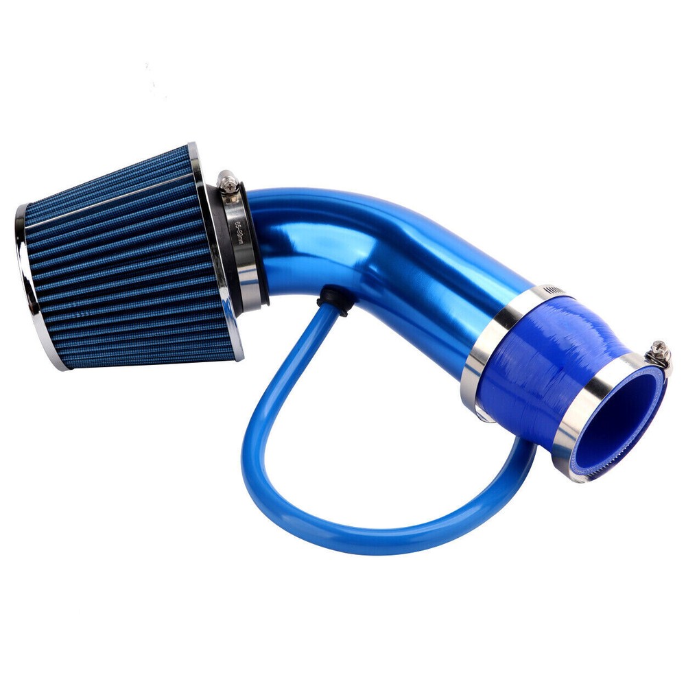 Universal Car Cold Air Intake Filter Induction Pipe Power Flow Hose System Blue