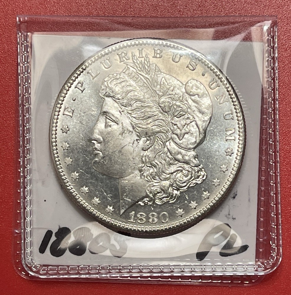 1880 S Morgan Silver Dollar, Gem Uncirculated, Appears Prooflike.