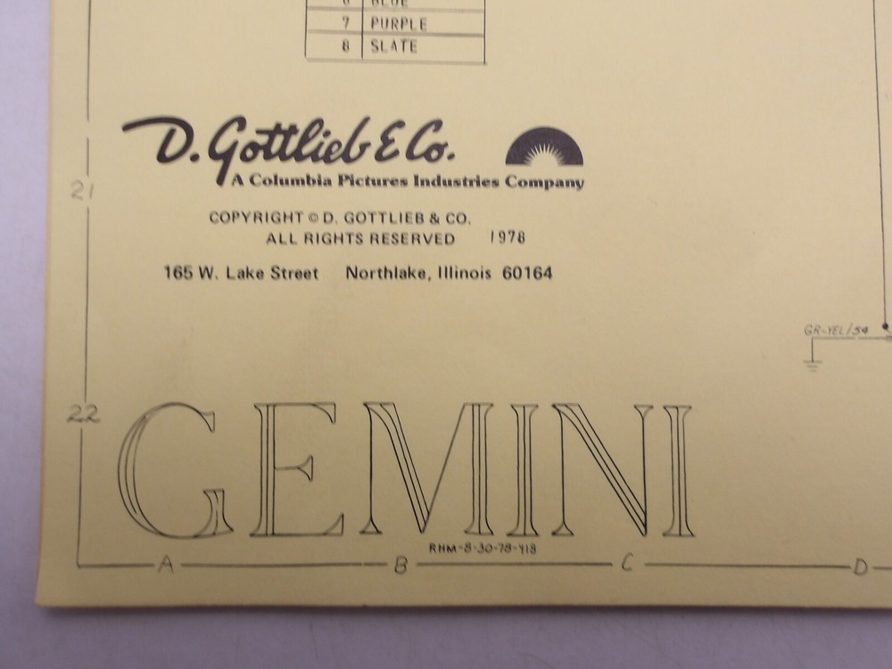 Gottlieb: Gemini - Schematic NOS