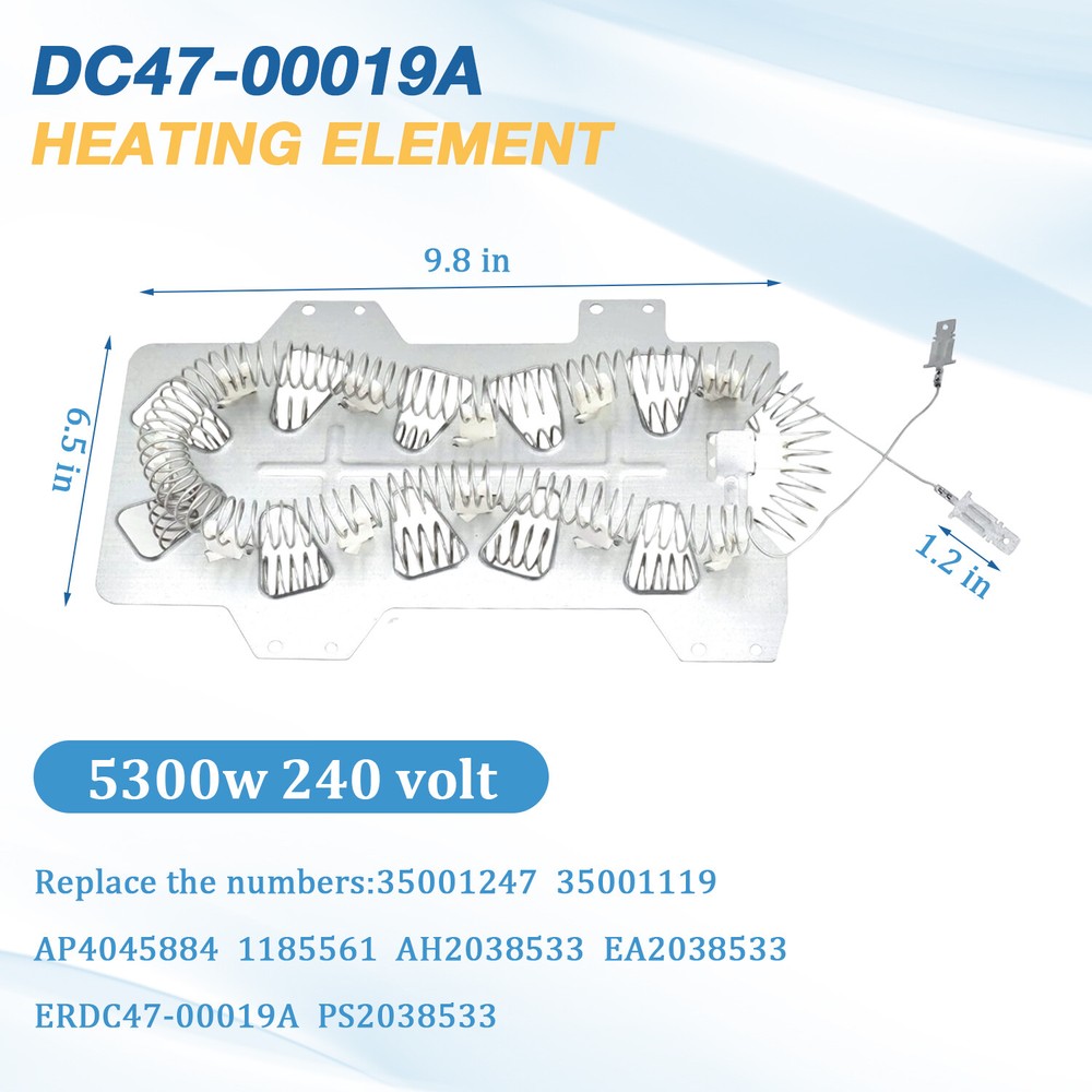 3 Pack DC47-00019A Dryer Heater Heating Element replacement for Maytag Samsung
