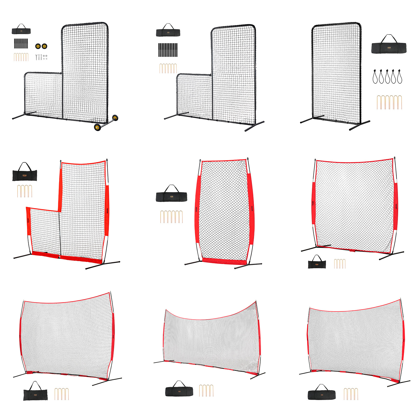 VEVOR I Screen Baseball Pitching Net for Batting Cage Softball Screen 9 Size