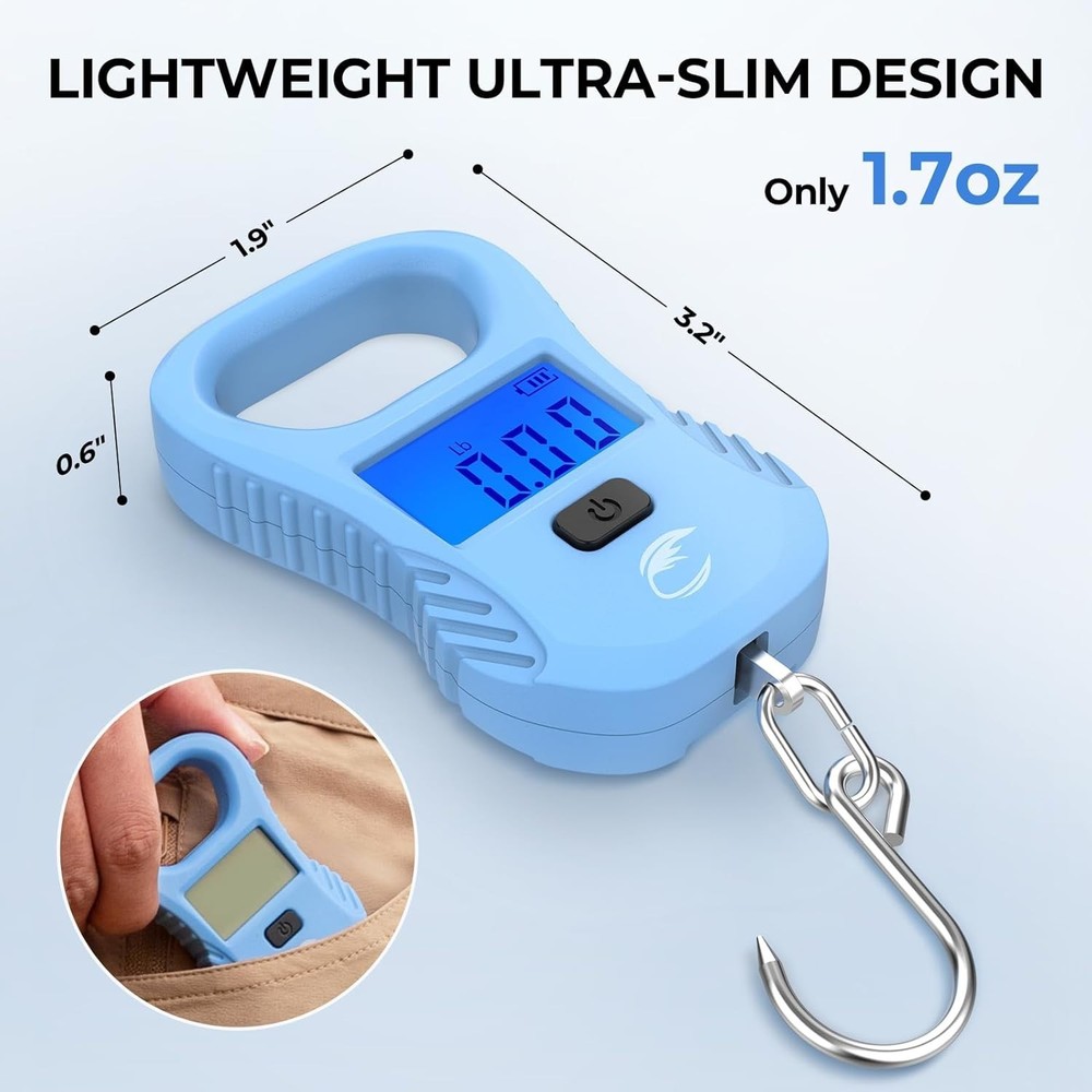 Durable Lightweight Fish Scale with Rechargeable USB & High Precision Readout