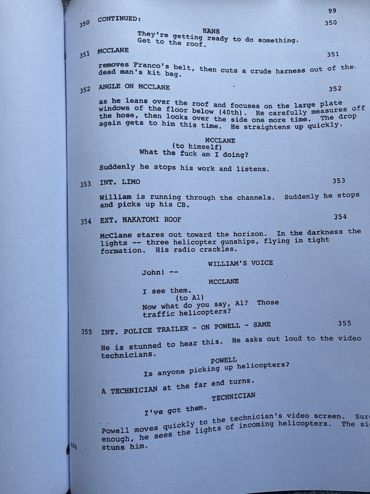 Die Hard Film Script / Screenplay. Bruce Willis, Alan Rickman.